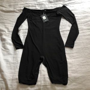 FashionNova Black Biker Short Romper
